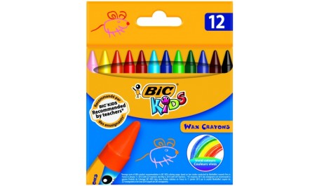 BIC Vaškinės spalvotos kreidelės WAX CRAYON 12 spalvų rinkinys 616834