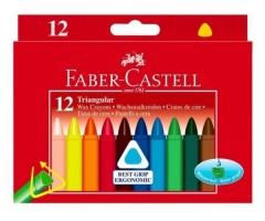 Vaškinės kreidelės Faber-Castell, Jumbo tribriaunės, (12)  1303-003