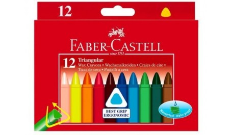 Vaškinės kreidelės Faber-Castell, Jumbo tribriaunės, (12)  1303-003