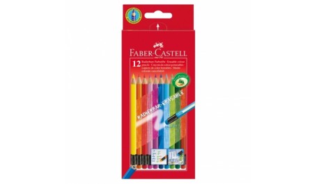 Spalvoti pieštukai Faber-Castell Erasable, su trintuku, (12)  1301-102