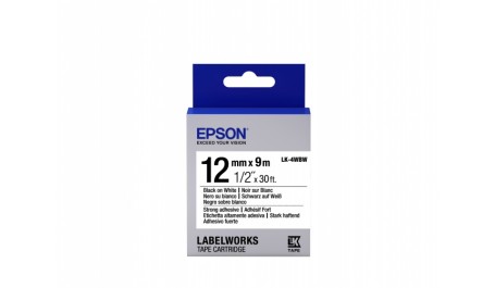 Epson Label Cartridge LK-4WBW Strong Adhesive Black on White 12mm (9m)