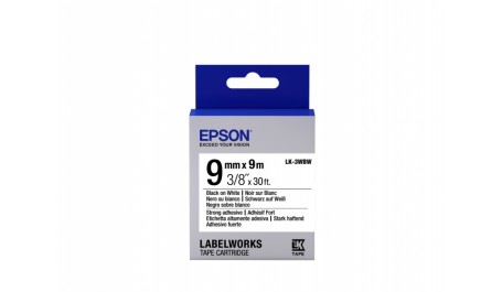 Epson Label Cartridge LK-3WBW Strong Adhesive Black on White 9mm (9m)